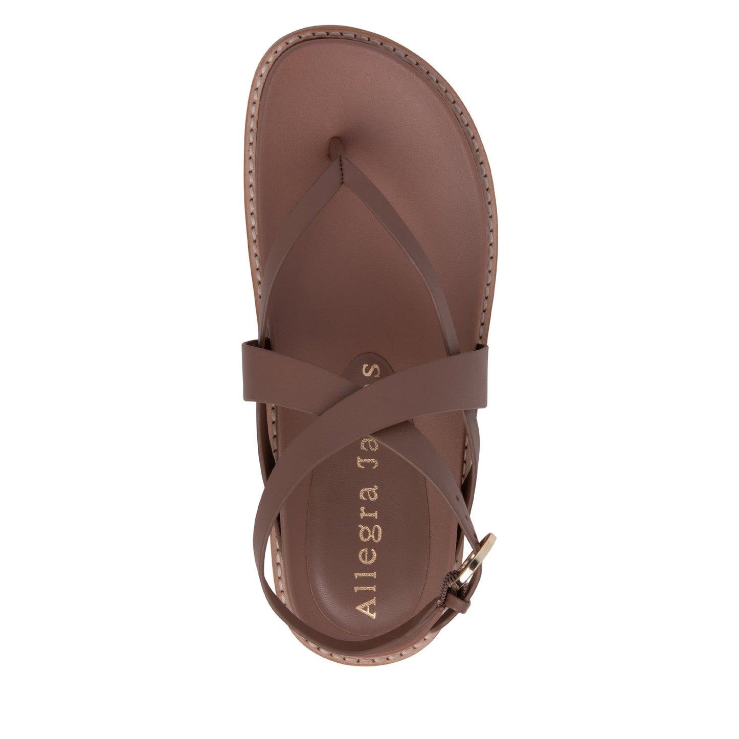 Elise Bruine Platte Leren Sandalen