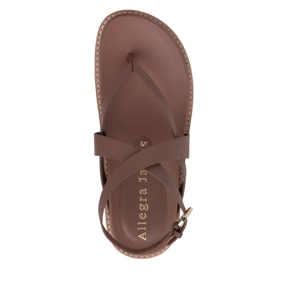 Elise Bruine Platte Leren Sandalen