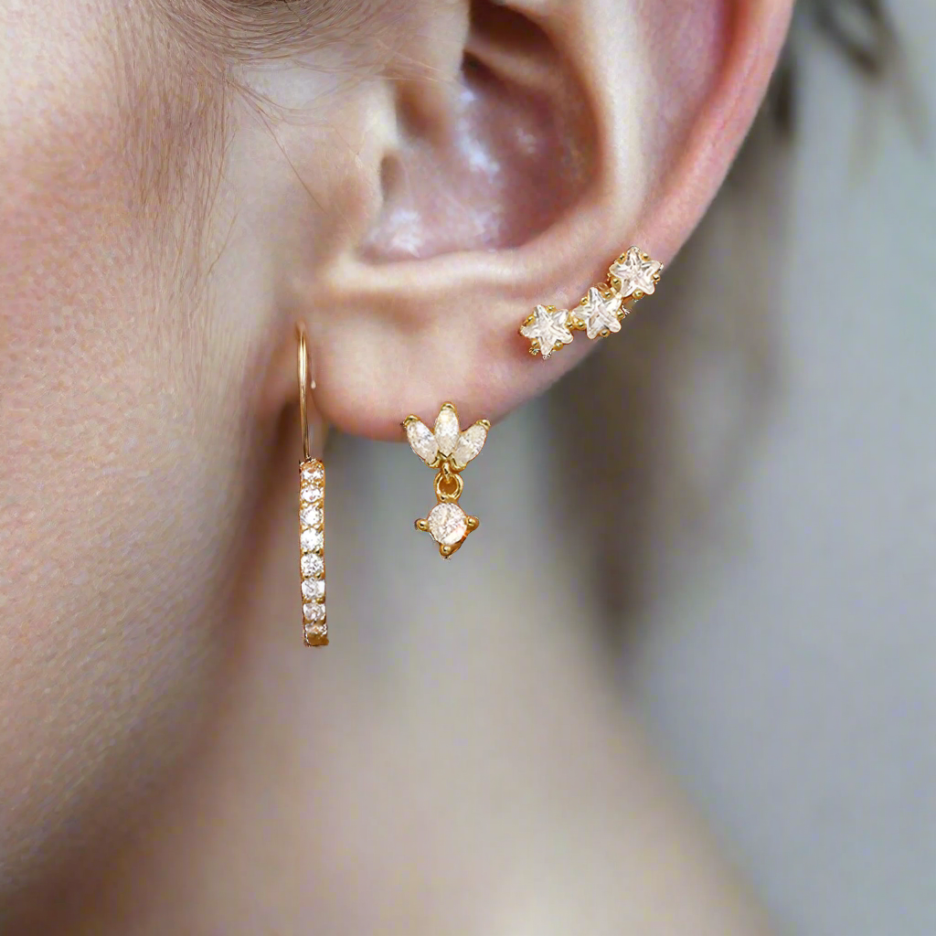 Earring Set | 18K Gold Brass Vermeil Trio for Versatile Styling 2