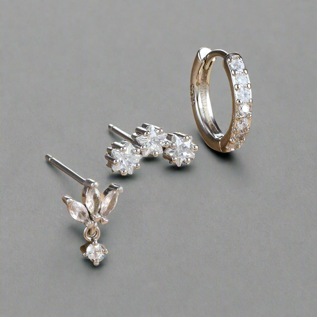 Earring Set | 18K Gold Brass Vermeil Trio for Versatile Styling 3