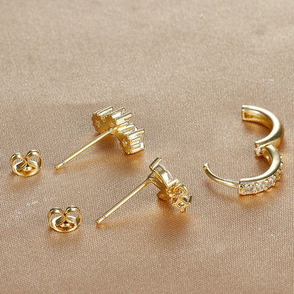 Earring Set | 18K Gold Brass Vermeil Trio for Versatile Styling 4