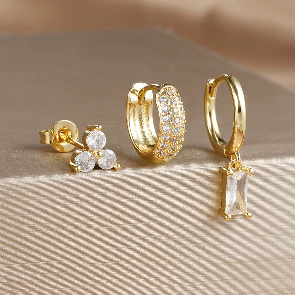 Earring Set | Dainty 18K Gold Brass Vermeil for Everyday Wear 0