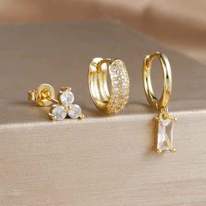 Earring Set | Dainty 18K Gold Brass Vermeil for Everyday Wear 0