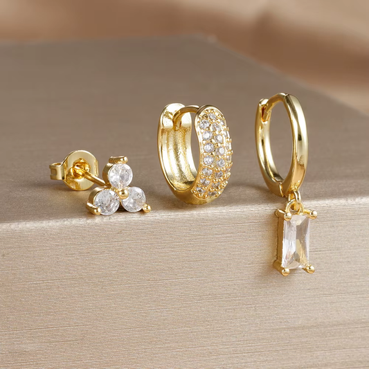 Earring Set | Dainty 18K Gold Brass Vermeil for Everyday Wear 0