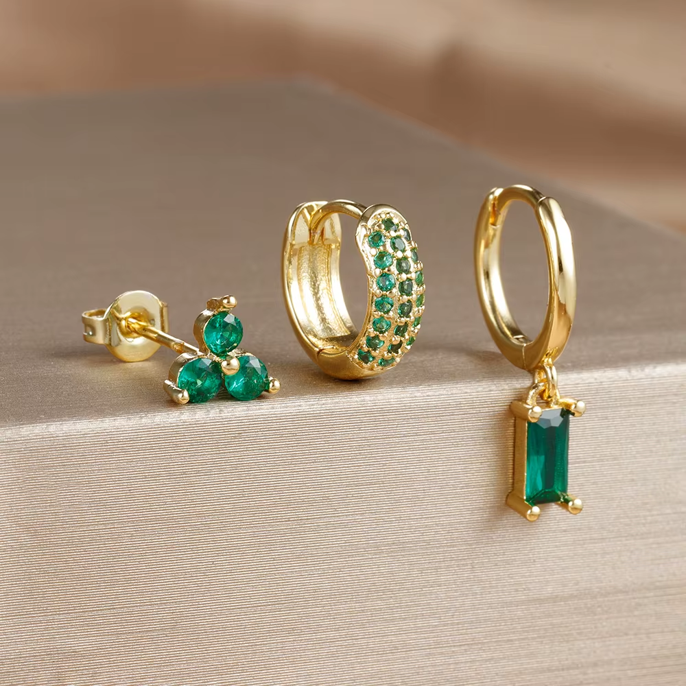 Earring Set | Dainty 18K Gold Brass Vermeil for Everyday Wear 2