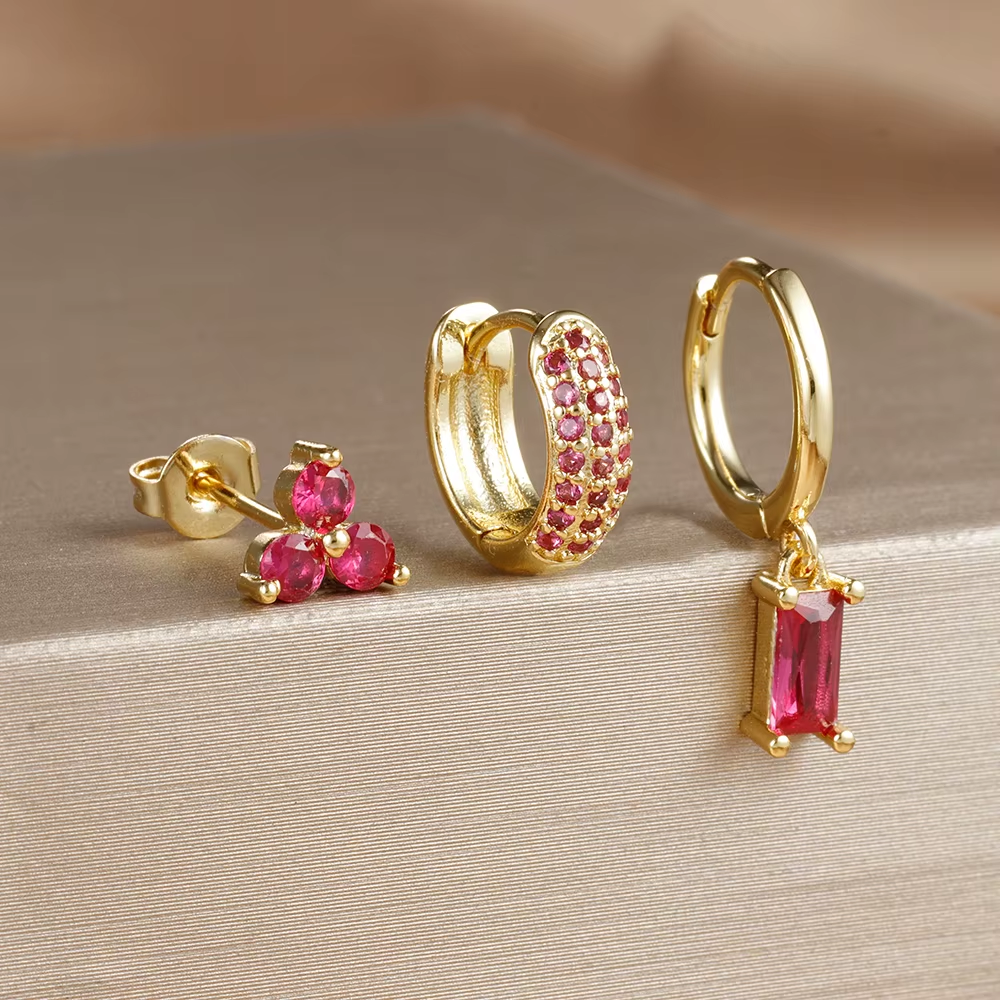 Earring Set | Dainty 18K Gold Brass Vermeil for Everyday Wear 3