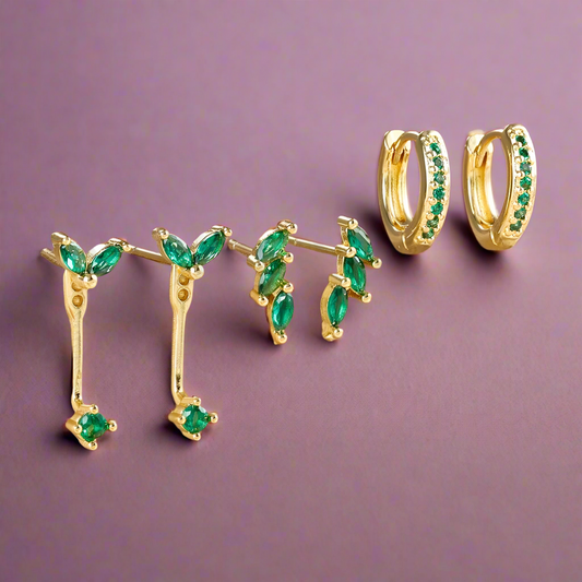 Earring Set | Dainty 18K Gold Brass Vermeil with 3 Versatile Pairs 0
