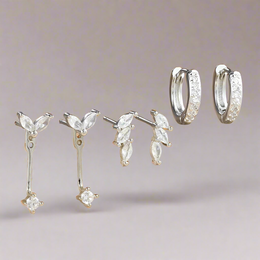 Earring Set | Dainty 18K Gold Brass Vermeil with 3 Versatile Pairs 3