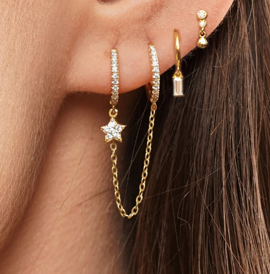 Earring Set | Dainty Surgical Stainless Steel Hoops and Chains for Everyday Elegance 1