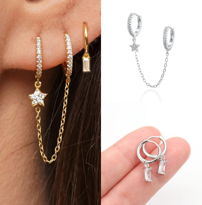 Earring Set | Dainty Surgical Stainless Steel Hoops and Chains for Everyday Elegance 6