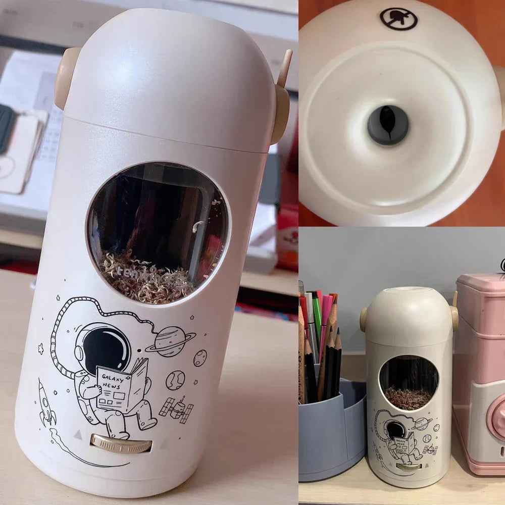 Electric Pencil Sharpener | Futuristic Astronaut Design with Auto Stop Function 6