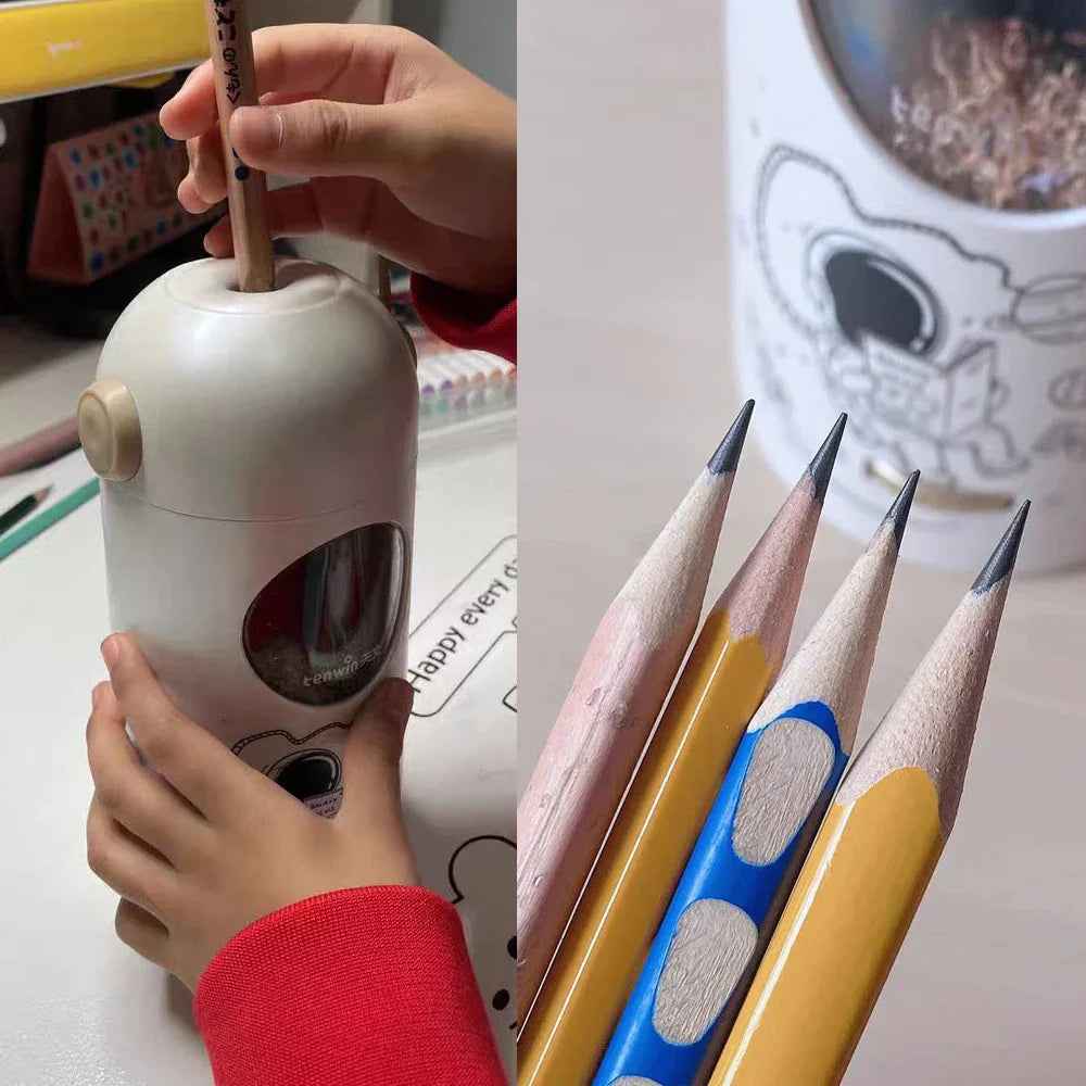 Electric Pencil Sharpener | Futuristic Astronaut Design with Auto Stop Function 7