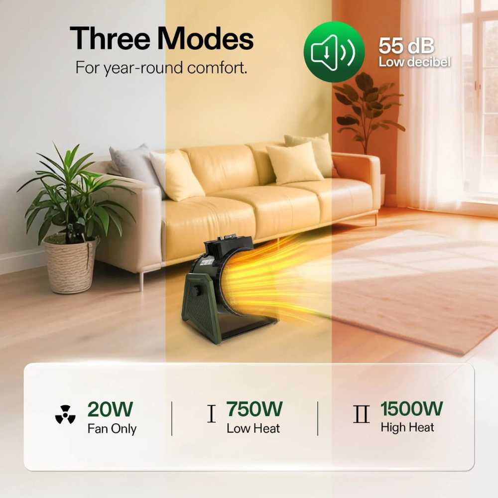Electric Space Heater | Adjustable Thermostat & Portable Design 2
