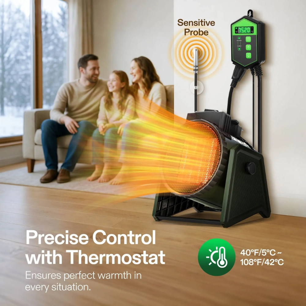 Electric Space Heater | Adjustable Thermostat & Portable Design 5