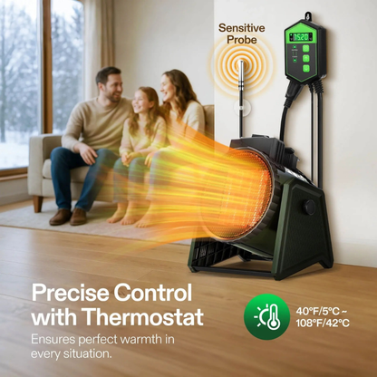 Electric Space Heater | Adjustable Thermostat & Portable Design 5