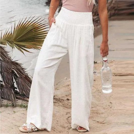 Elegance-Urban | Women's Linen Wide Leg Pants with Elastic Waistband 0