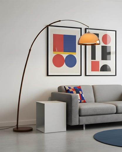 Elegant Arc Floor Lamp with Warm Dome Shade | Modern Lighting for Cozy Living Rooms 1