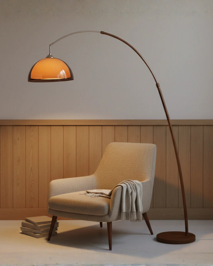 Elegant Arc Floor Lamp with Warm Dome Shade | Modern Lighting for Cozy Living Rooms 2