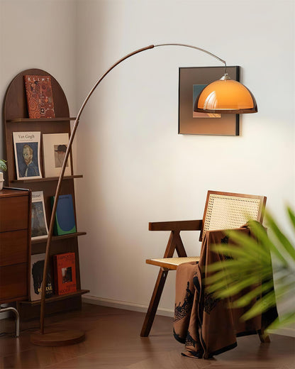 Elegant Arc Floor Lamp with Warm Dome Shade | Modern Lighting for Cozy Living Rooms 4