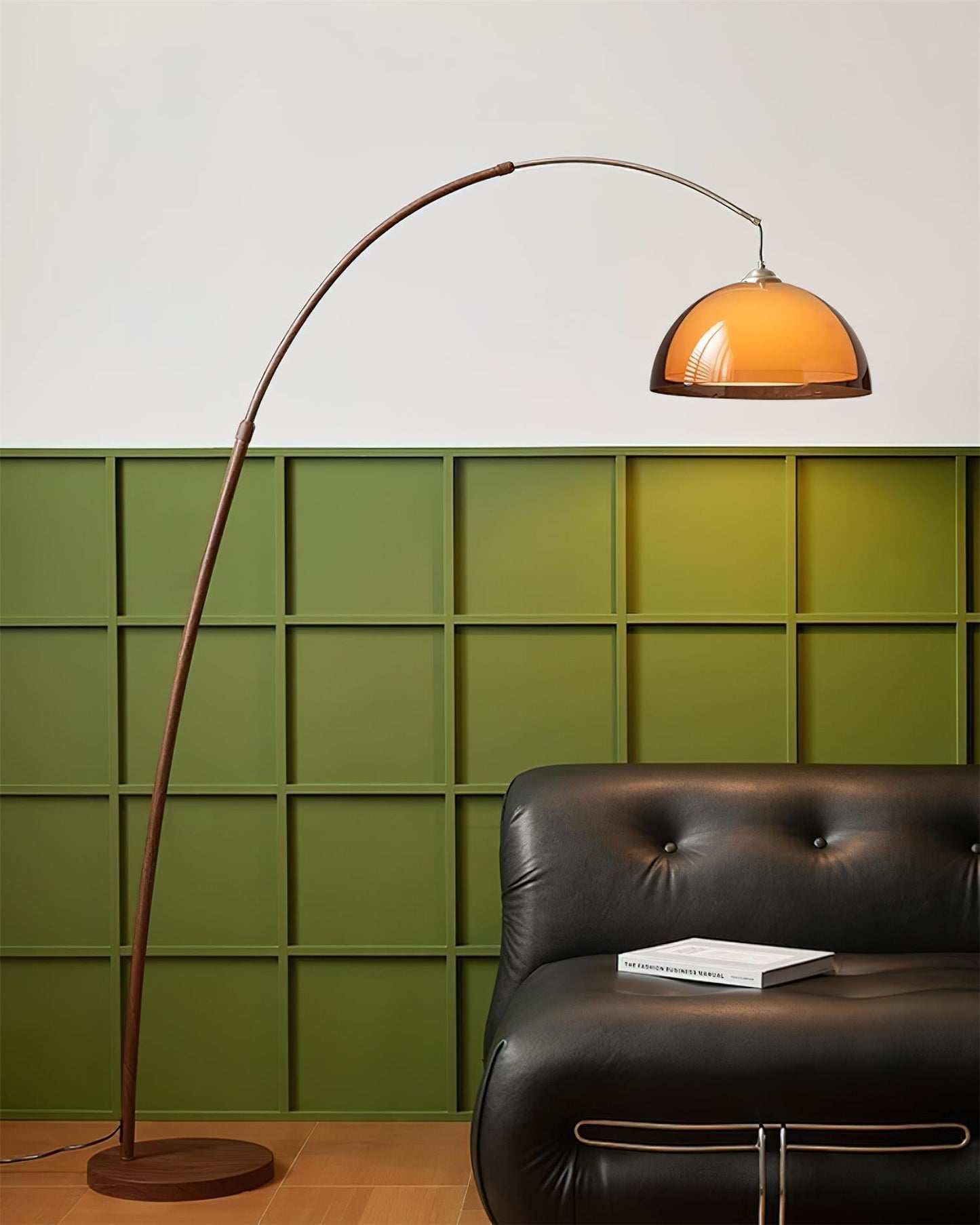 Elegant Arc Floor Lamp with Warm Dome Shade | Modern Lighting for Cozy Living Rooms 5