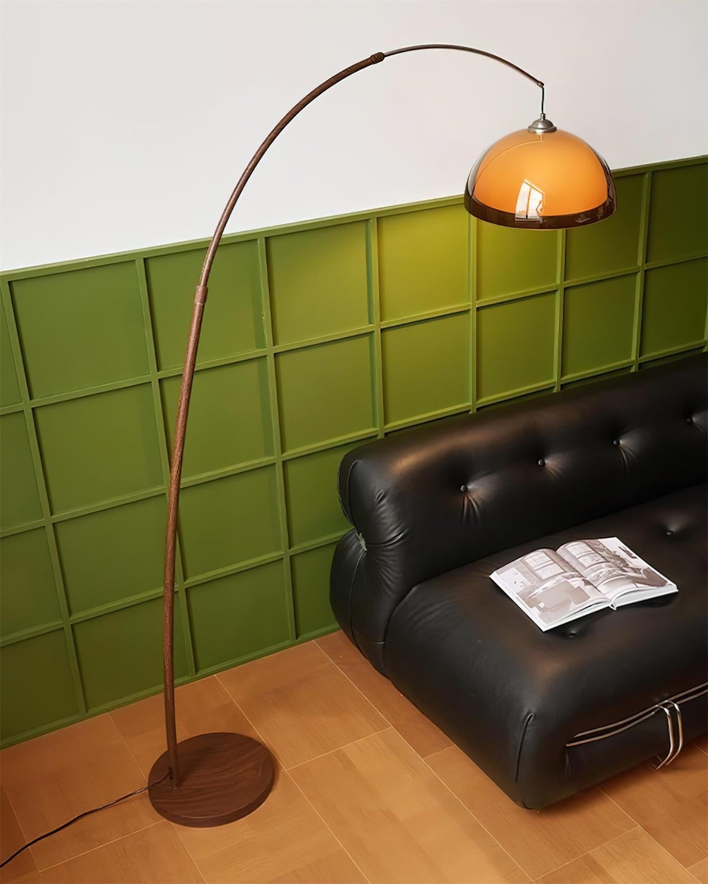 Elegant Arc Floor Lamp with Warm Dome Shade | Modern Lighting for Cozy Living Rooms 6