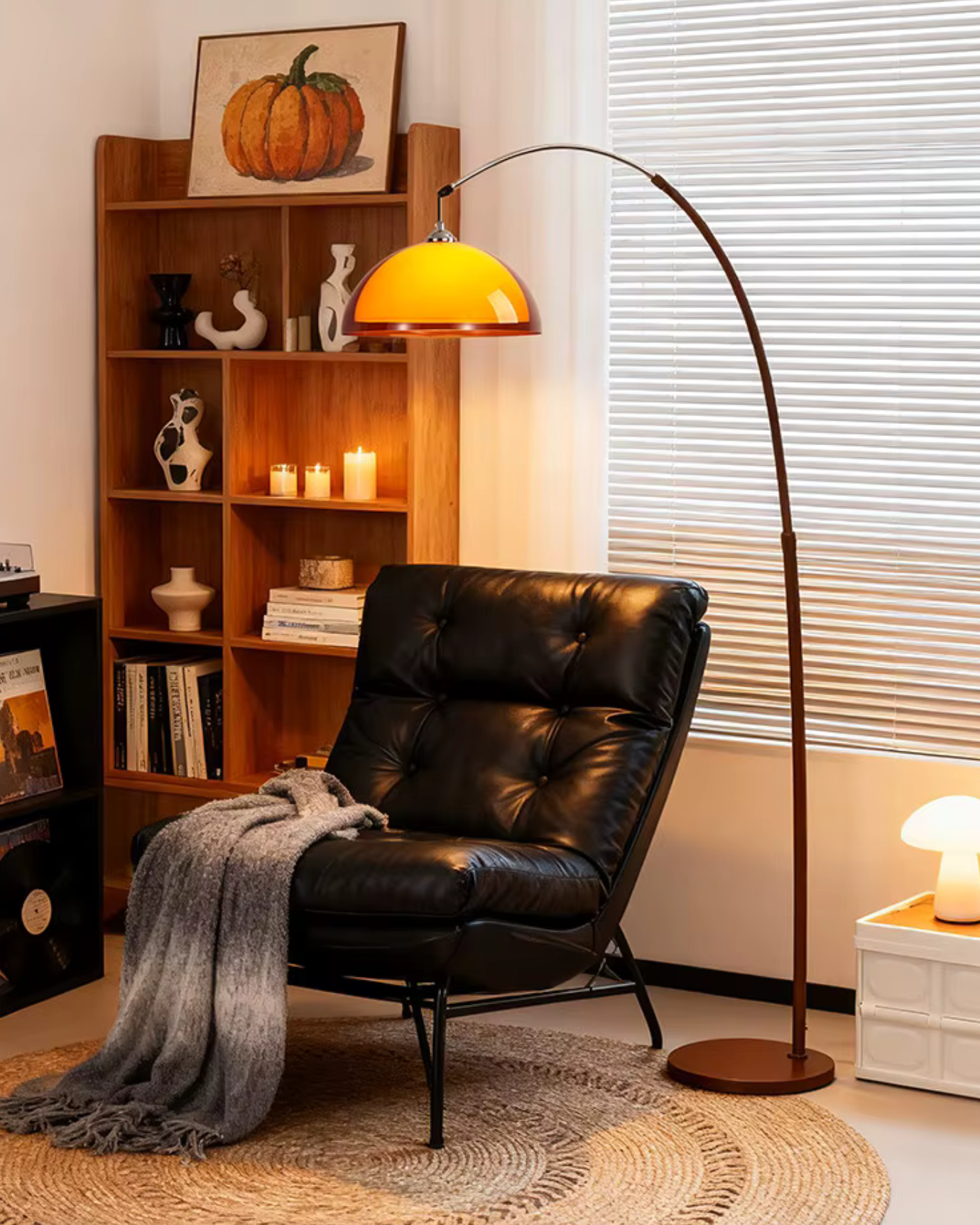 Elegant Arc Floor Lamp with Warm Dome Shade | Modern Lighting for Cozy Living Rooms 7