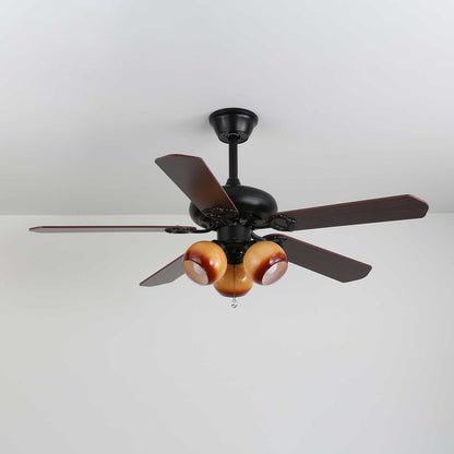 Elegant Ceiling Fan Light with Multi-Tone Glass Shades & Wooden Blades 13