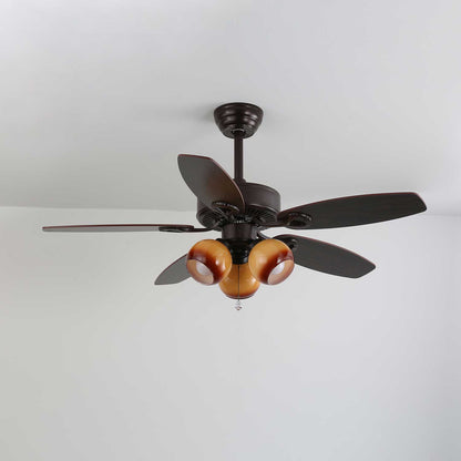 Elegant Ceiling Fan Light with Multi-Tone Glass Shades & Wooden Blades 14