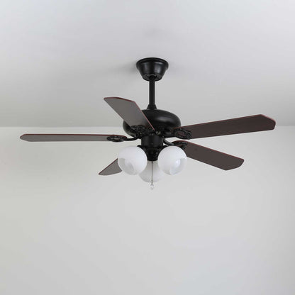 Elegant Ceiling Fan Light with Multi-Tone Glass Shades & Wooden Blades 15