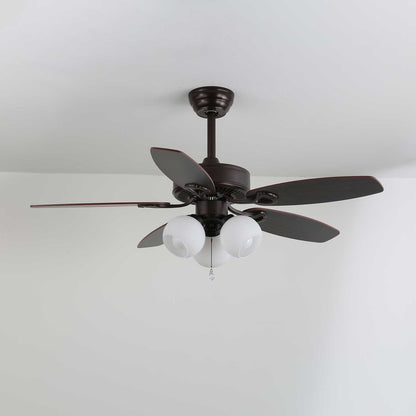 Elegant Ceiling Fan Light with Multi-Tone Glass Shades & Wooden Blades 16