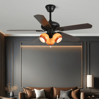 Elegant Ceiling Fan Light with Multi-Tone Glass Shades & Wooden Blades 4