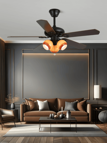 Elegant Ceiling Fan Light with Multi-Tone Glass Shades & Wooden Blades 5