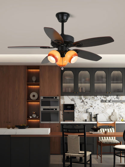 Elegant Ceiling Fan Light with Multi-Tone Glass Shades & Wooden Blades 6