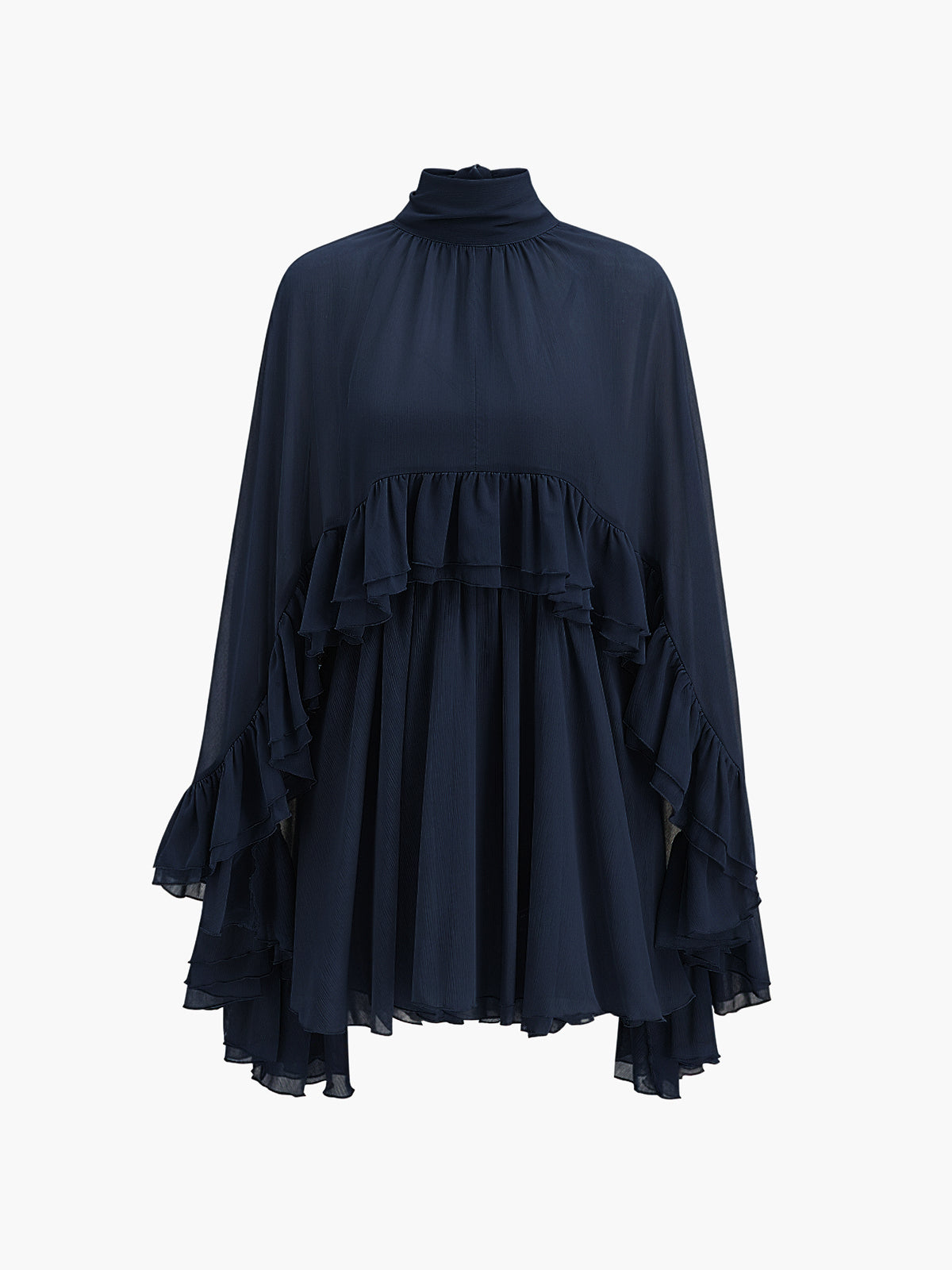 Elegant Chiffon Ruffle Mock Neck Dress | Women's Formal Cocktail Dress for Effortless Style 10