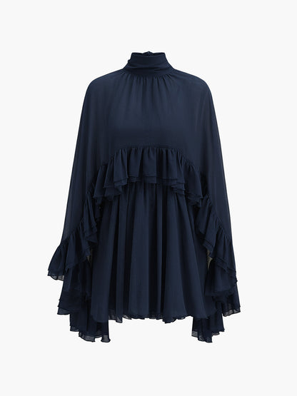 Elegant Chiffon Ruffle Mock Neck Dress | Women's Formal Cocktail Dress for Effortless Style 10