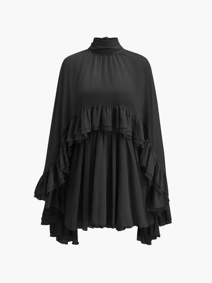 Elegant Chiffon Ruffle Mock Neck Dress | Women's Formal Cocktail Dress for Effortless Style 11