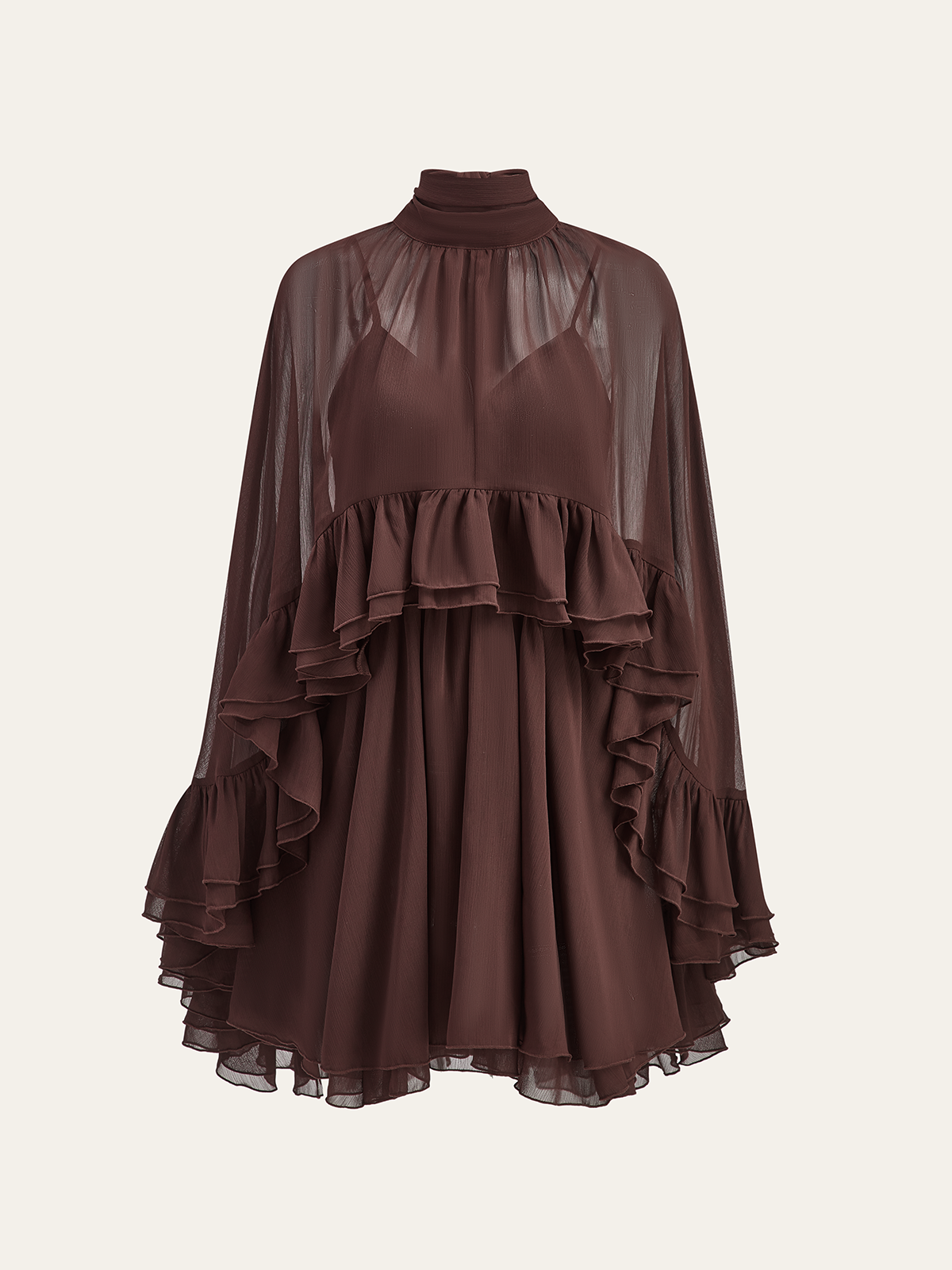 Elegant Chiffon Ruffle Mock Neck Dress | Women's Formal Cocktail Dress for Effortless Style 12