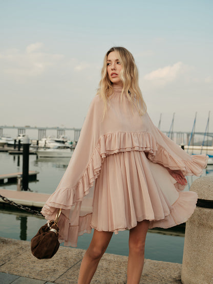 Elegant Chiffon Ruffle Mock Neck Dress | Women's Formal Cocktail Dress for Effortless Style 3