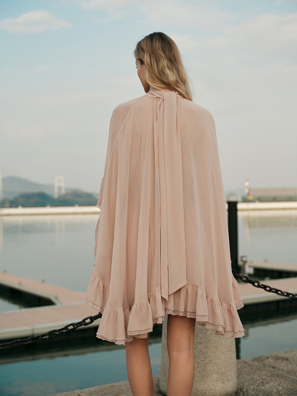 Elegant Chiffon Ruffle Mock Neck Dress | Women's Formal Cocktail Dress for Effortless Style 5