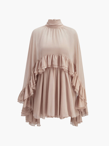 Elegant Chiffon Ruffle Mock Neck Dress | Women's Formal Cocktail Dress for Effortless Style 6
