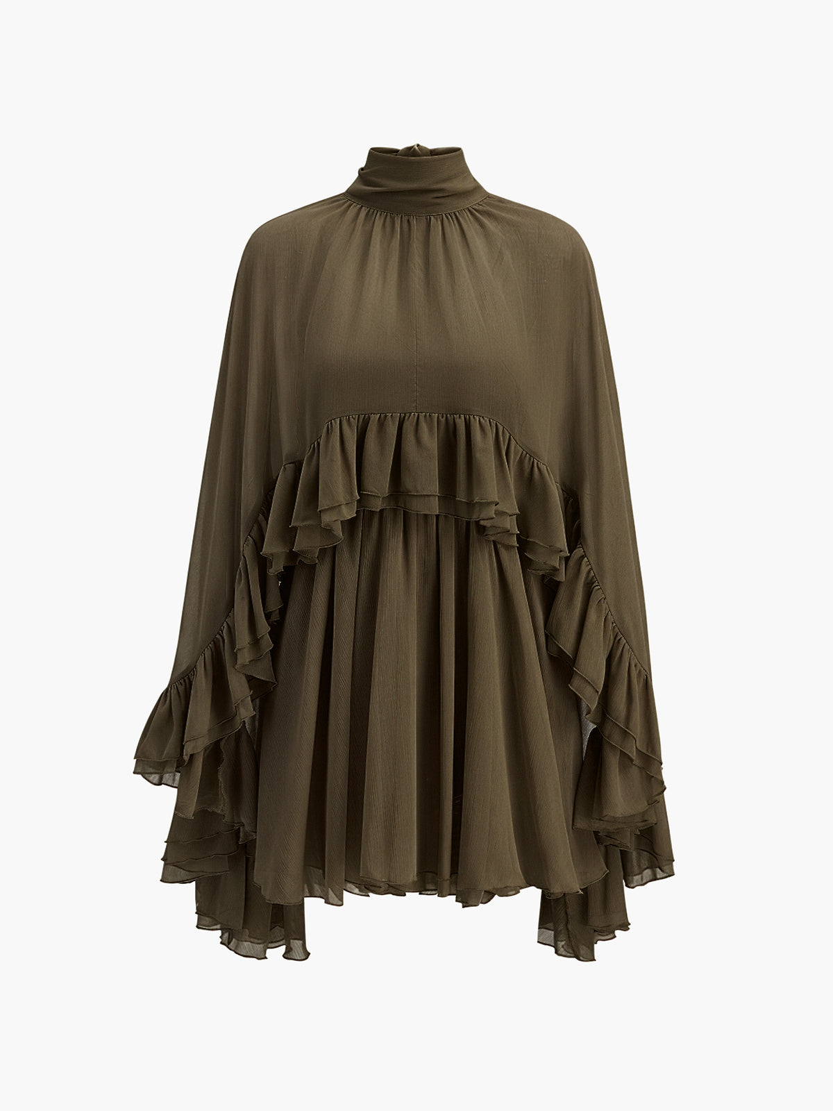 Elegant Chiffon Ruffle Mock Neck Dress | Women's Formal Cocktail Dress for Effortless Style 9