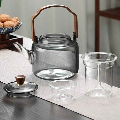 Elegant Glass Teapot | Natural Wood Brewer Set for Rich Flavor 2