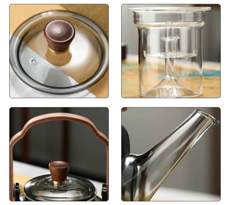 Elegant Glass Teapot | Natural Wood Brewer Set for Rich Flavor 5