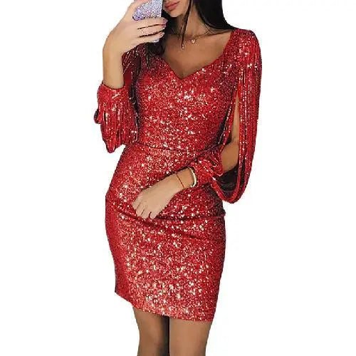 Elegant Glitter Evening Dress with Flattering Silhouette for Special Occasions 0