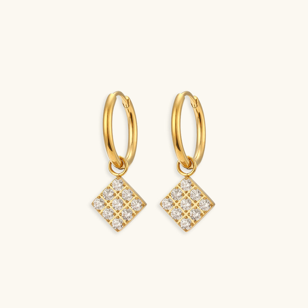 Elegant Gold Earrings | Waterproof 18k Gold with AAAAA Diamond Simulants 8