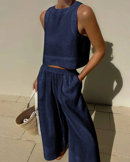 Elegant Linen Women's Suit | Lightweight Sleeveless Top & Pant Set 5