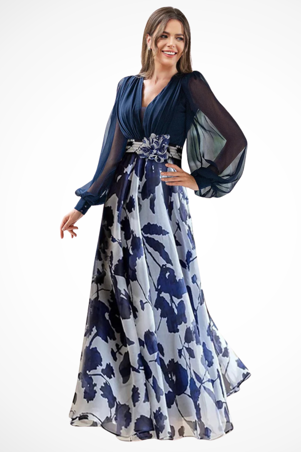 Elegant Maxi Dress | Flowing Silhouette With Balloon Sleeves 0