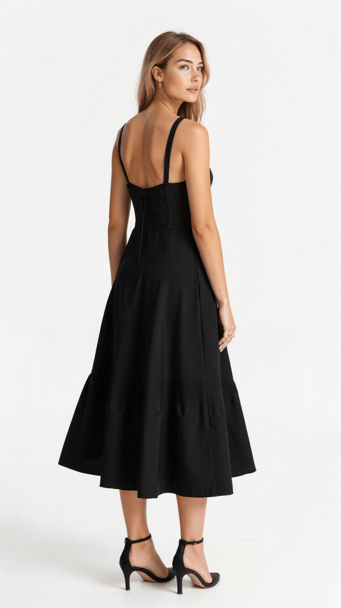 Elegant Midi Dress with Corset Top and Flowing Skirt – Perfect for Stylish Occasions 3
