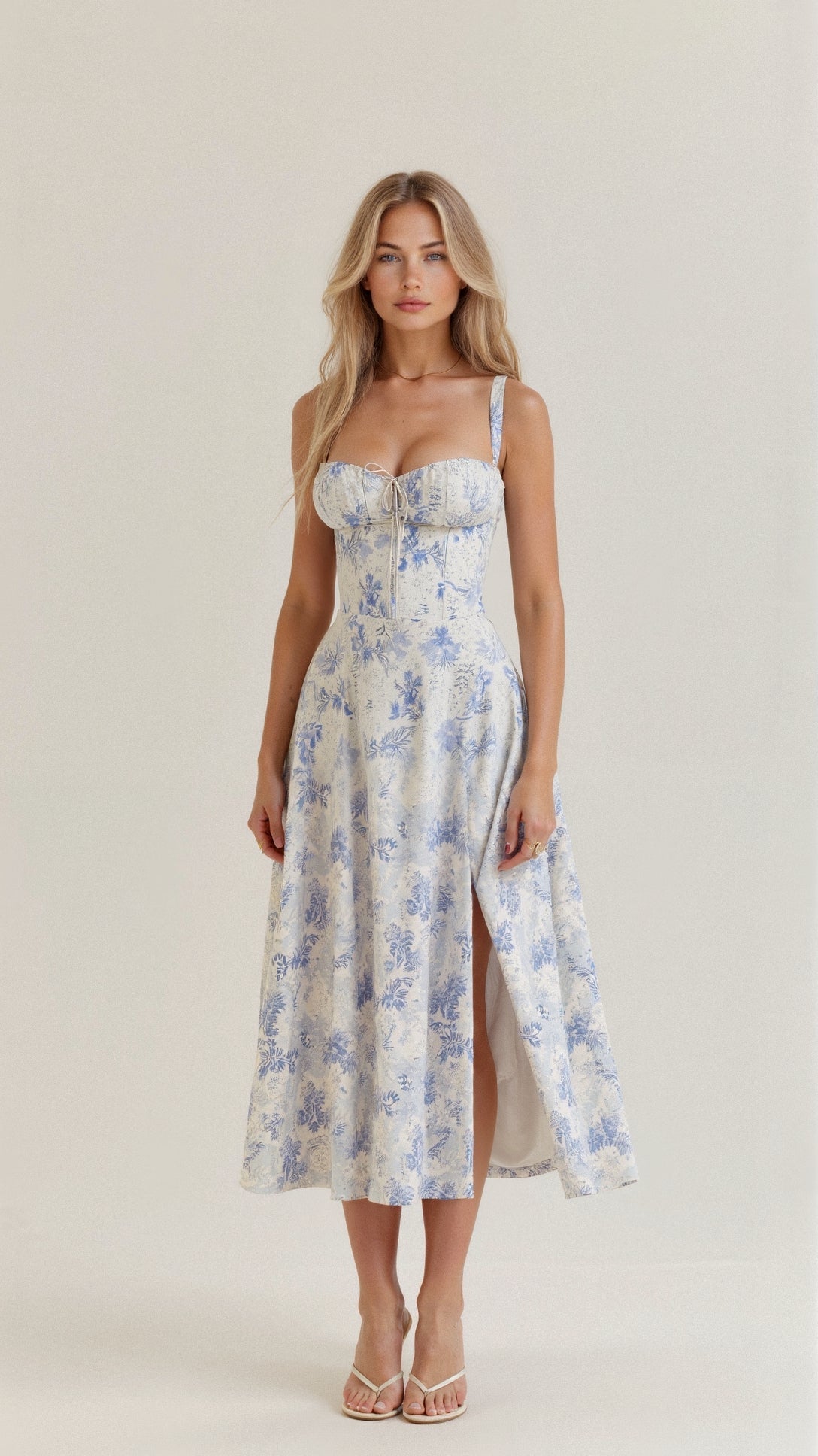 Elegant Midi Dress with Corset Top and Flowing Skirt – Perfect for Stylish Occasions 6