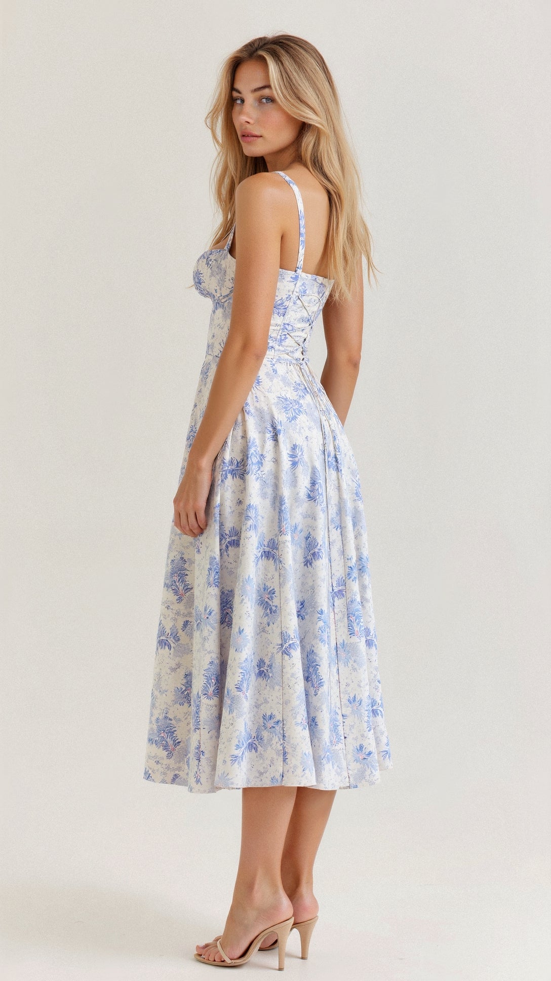 Elegant Midi Dress with Corset Top and Flowing Skirt – Perfect for Stylish Occasions 7